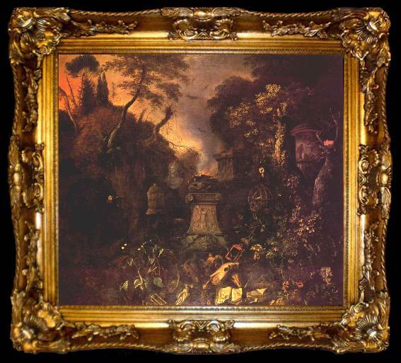 framed  WITHOOS, Mathias Landscape with a Graveyard by Night, ta009-2
